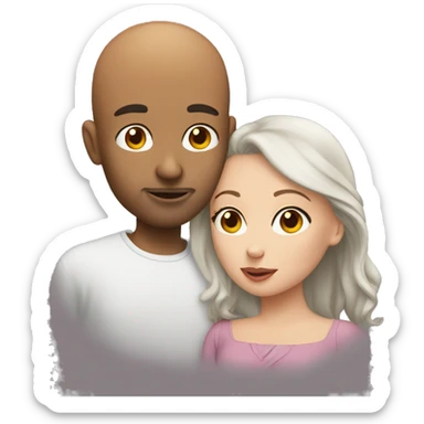 Bald man kissing brown haired girl sticker