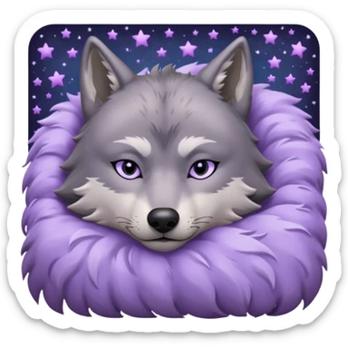 A wolf of winterfell from game of thrones sleeping under lilac stars sticker