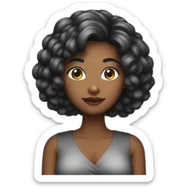 Mulher com vestido preto curto de mangas cumpridas e cabelo preso sticker