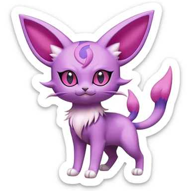 Glameow-Espeon-Skitty-Pokémon-Fakémon-hybrid-creature (full body) sticker