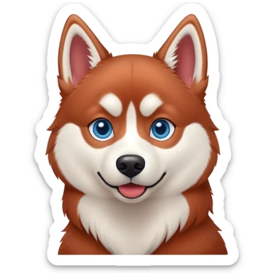 disney-style red siberian husky with blue eyes, playful and cute sticker