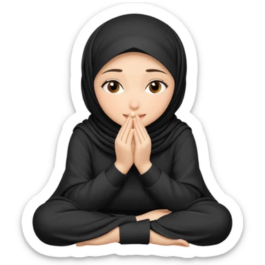 Hijabi girl sitting and hiding her face from her hands sticker