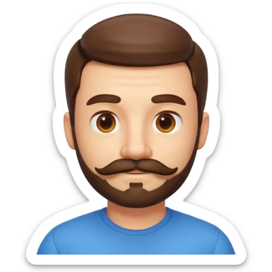 A 3D cartoon male face with short beard and mustache resembling whiskers, friendly expression, warm light, realistic Memoji-style texture. sticker