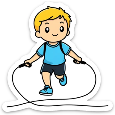 small boy skipping rope sticker