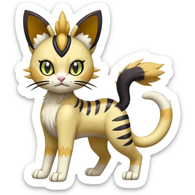 Meloetta-Meowth-Gatomon-Liepard-Pokémon-Digimon-Fakémon-fusion-hybrid-creature sticker