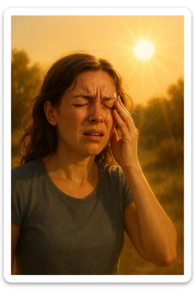 Donna che ha male agli occhi con il sole sticker