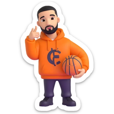 Drake with a BBL, exaggerated proportions, 3D emoji style sticker