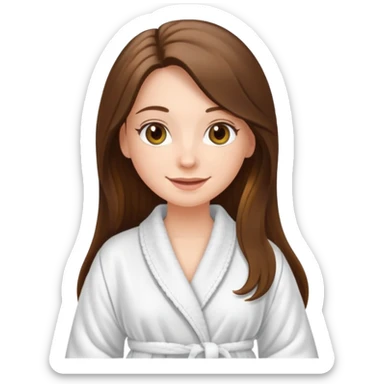 happy white long brunette hair girl with hazel eyes in a bathrobe  sticker