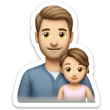 Family of 3- mum,brownhair-dad,White-newborn girl sticker