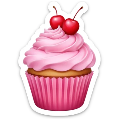 pastel pink cupcake with a cherry on top sticker