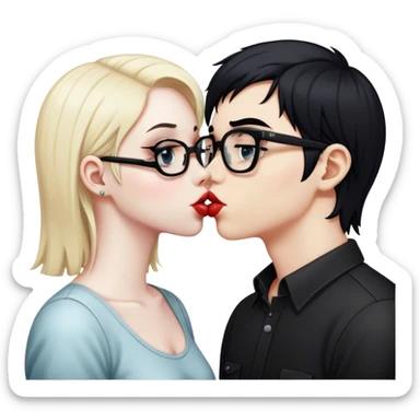 nerd and emo baddie kissing  sticker