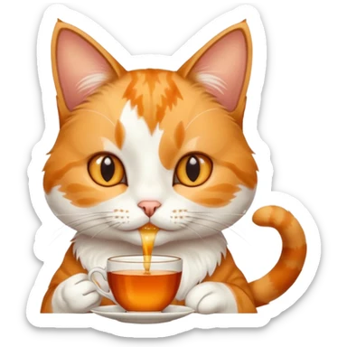 Çay içen kedi sticker