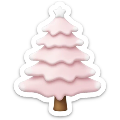 Light pink Christmas tree with white decorations  sticker