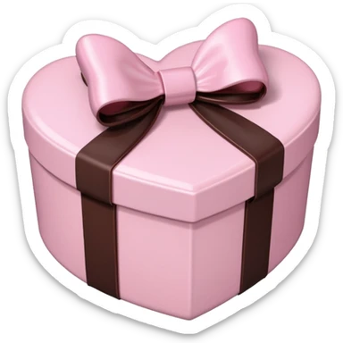 pale pink heart box, pale pink bow, filled with chocolates inside sticker