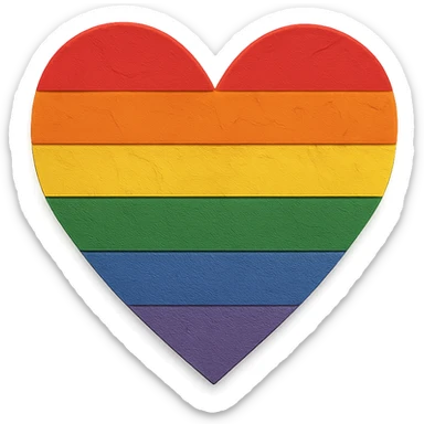 rainbow pride heart, paper craft style, no text sticker