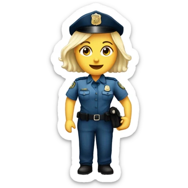 Mujer tés blanca rubia policía de Colombia saludando con la mano y uniforme con kepiz  sticker