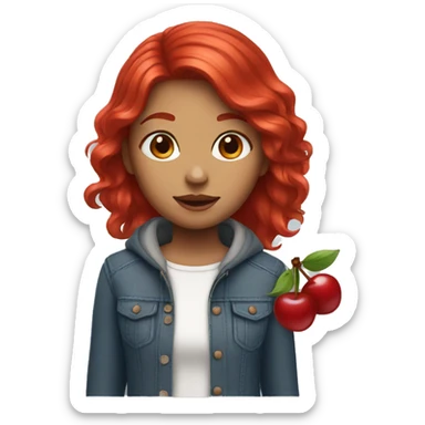 a girl with cherry red hair sticker