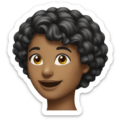 Mulher de 40 anos, cabelo cacheado loiro com preto com sorriso grande sticker