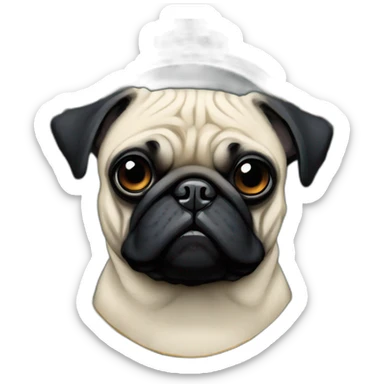 A cyberpunk black pug in Art Nouveau style during 1910 sticker