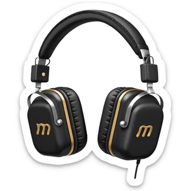 Icon of headphones with square ear pads in the Marshall style. sticker