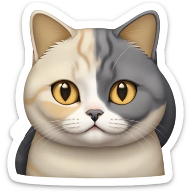 Medium-length black hair + one golden shaded British Shorthair cat + one silver shaded British Shorthair cat. sticker
