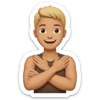 crossed arms holding neck mad laughing sticker