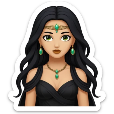  Achlys, Poison Goddess from Rome Mythology with long black hair, black outfit sticker