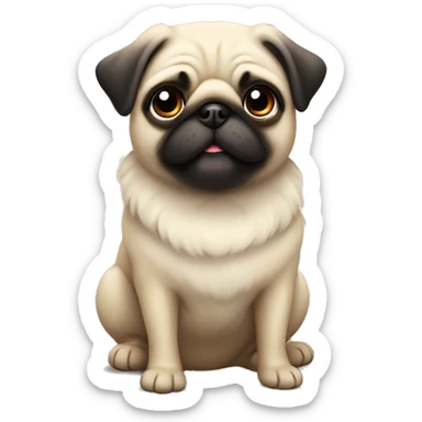 Cute fluffy pug  sticker