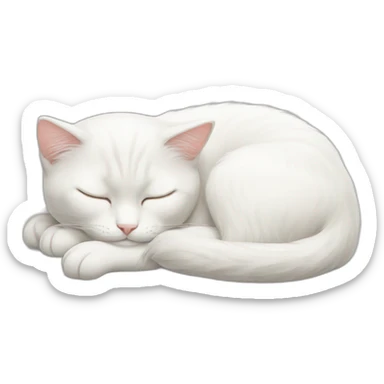 white cat sleeping sticker