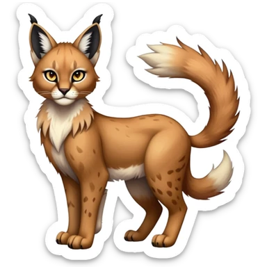 Vibrant dark edgy gothic Falvie-Fionbri-Bobcat-Caracal-creature-sparkle-feline-fursona, full body sticker