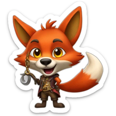 Foxy is a red animatronic fox with a hook for a hand and a worn pirate appearance. sticker