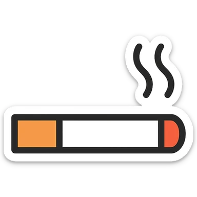 modern style minimalistic cigarette, white and brown, subtle smoke, clean lines sticker