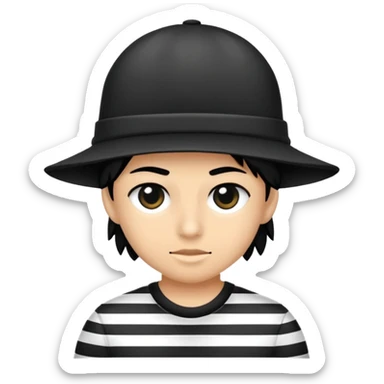 Un ladrón con camisa de rallas negras y blancas una máscara en los ojos y un gorro negro sticker