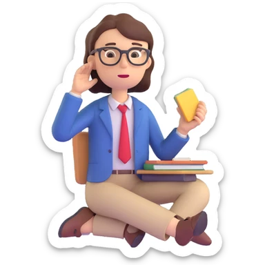 exhausted teacher in a bustling classroom sticker