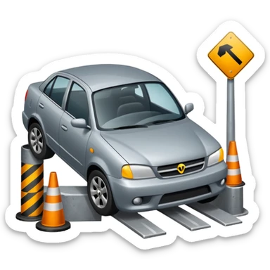 car crashed to a trafic barrier sticker