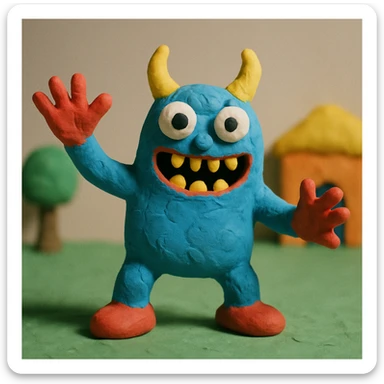 怪人, claymation style, textured and playful sticker