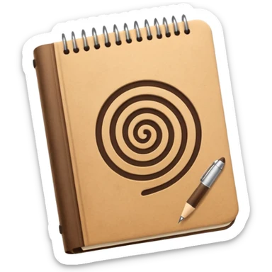 empaque de papel con una libreta anillada sobresaliendo sticker