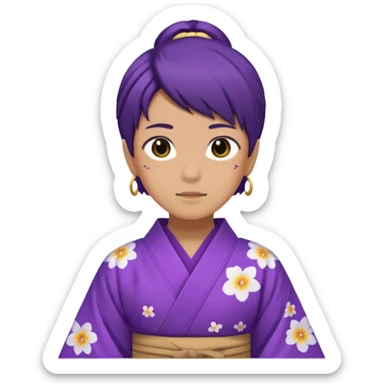 não binário japones kimono roxo sticker