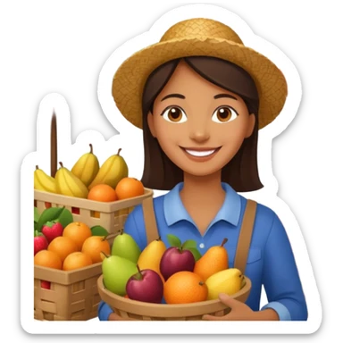 Shopper with fruit basket,Farmers’ Market, background Fruit, market. sticker