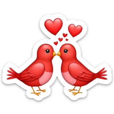 hearts with birdies sticker