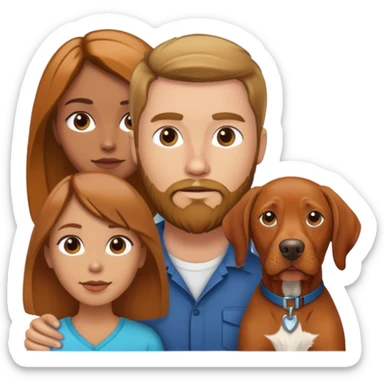 Highlight hair tan female and light brown hair white male with beard and vizsla female sticker
