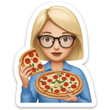 pizza take-out with glassess and long lashes sticker