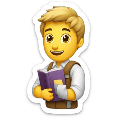 Estudiante blanco con libro abierto mirando al techo sticker