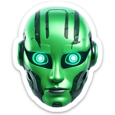Bot green AI robot face premium glow 3d effect futuristic sticker