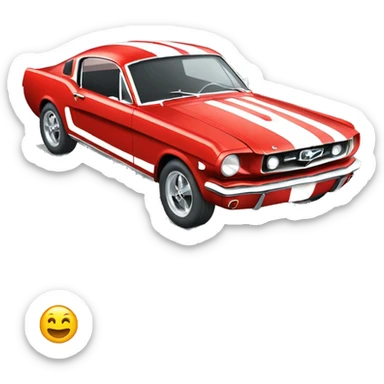 Create a red 66 Mustang with white stripes sticker