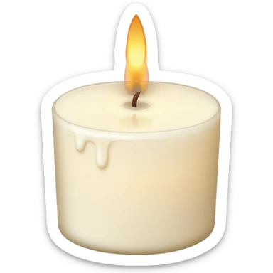 minimal flat emoji of a white or cream scented candle with three wicks, soft warm glow, clean vector style, elegant and modern, transparent background sticker