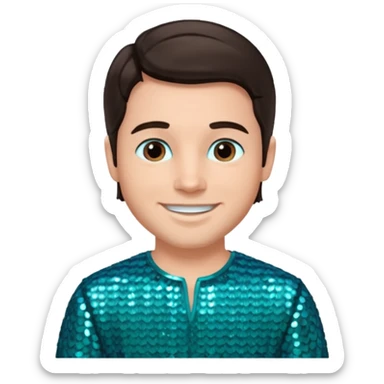 Daniel from The Bible with dark brown hair, teal sequin outfit sticker