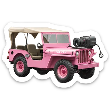 Full size jungle tour 1942 Willy’s pink jeep crawler with installed winch  sticker