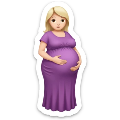 very heavily pregnant overdue woman with very very large belly sticker