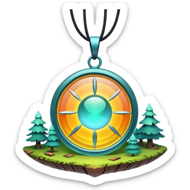 Abstract solarpunk amulett matte glass colorful clearing - an open space in a forest, light, spacious, minimal. sticker